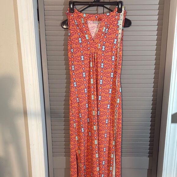 Coral V-Neck Sleeveless Wrap Maxi Dress by (Ellie Kai) size M - Picture 1 of 15